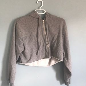 grey crop top hoodie